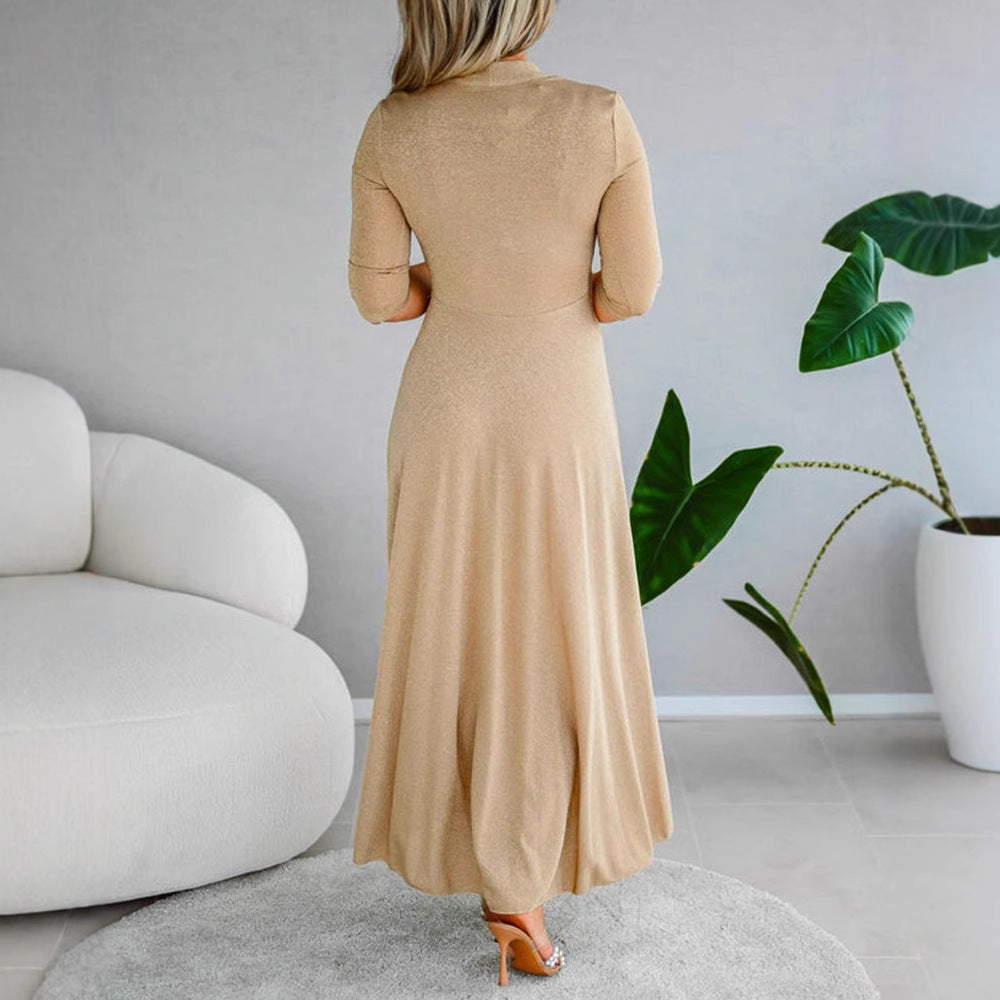 Elegant Wrap-Style Maxi Dress with Flowy Silhouette
