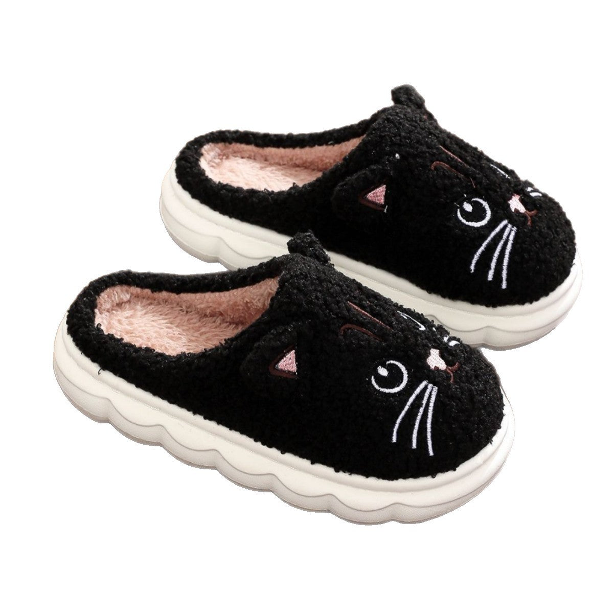 Cute Cat Face Plush Indoor Slippers