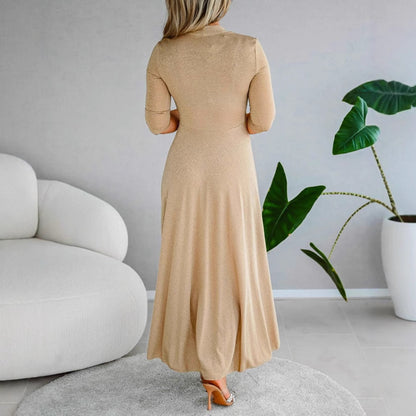 Elegant Wrap-Style Maxi Dress with Flowy Silhouette