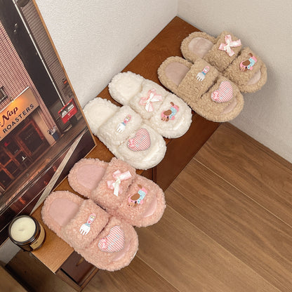 Cozy Plush Home Slippers with Cute Decorative Accents
