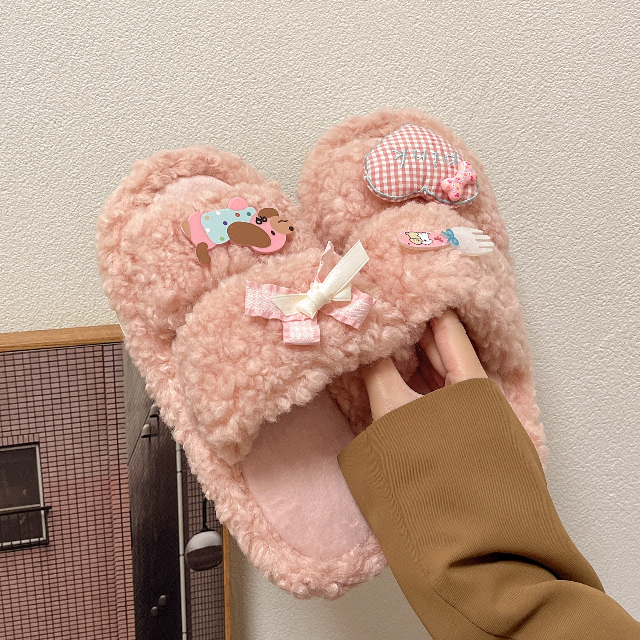 Cozy Plush Home Slippers with Cute Decorative Accents