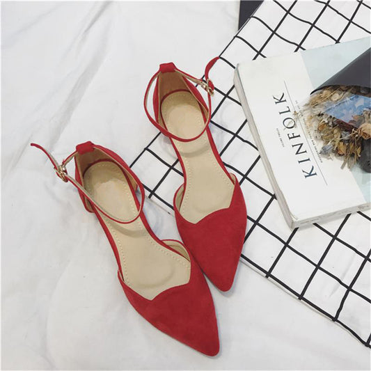 Elegant Pointed-Toe Ankle Strap Flats
