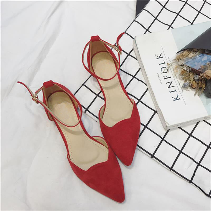 Elegant Pointed-Toe Ankle Strap Flats