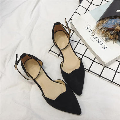 Elegant Pointed-Toe Ankle Strap Flats