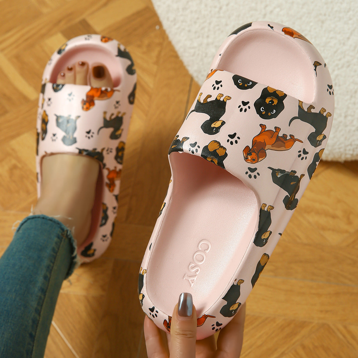 Comfortable Printed Slip-On Sandals with Soft Cushion Sole